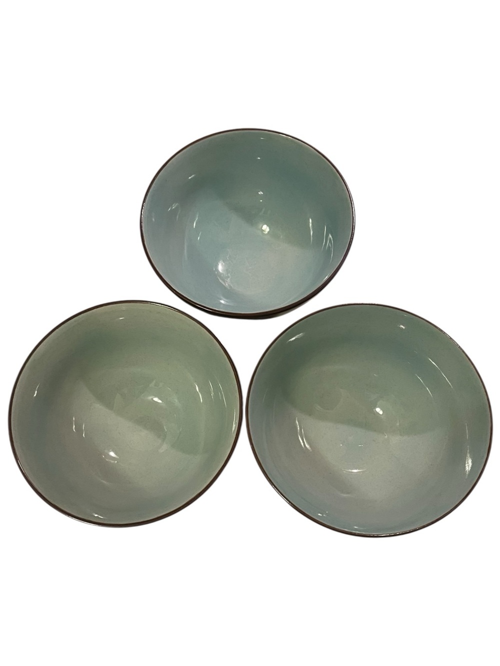 Nautica Island Shores Japan Rice Bowls Retired Set of 3 Teal Green Brown